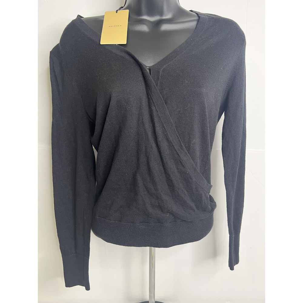 Halogen Sweater‎ Womens XS Petite Wrap Front Pullover Long Sleeve Lightweight